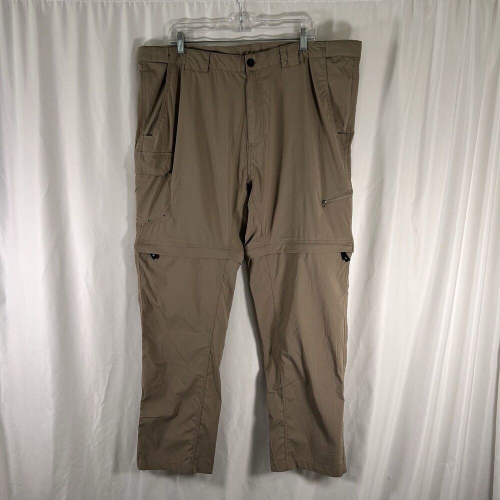 Magellan Convertible Pants Men's 2XL Brown Fish Gear Cargo Pockets Button Zip